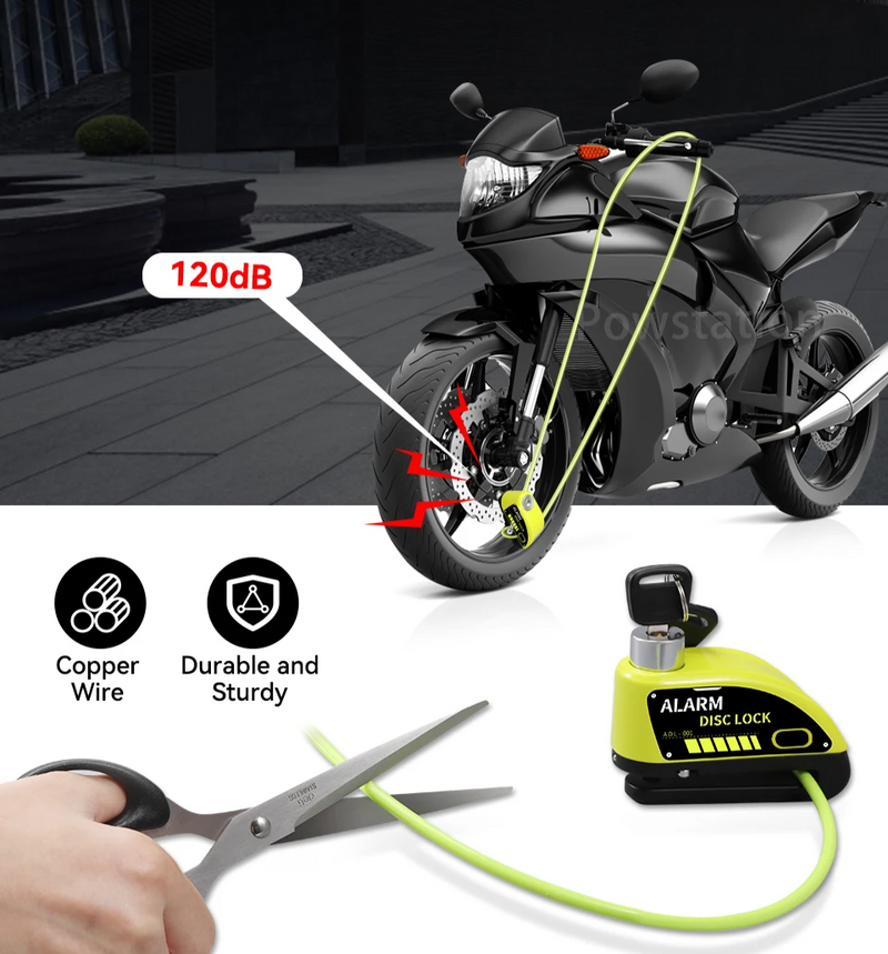 Alarme anti-roubo para Moto Bloqueio de Disco, Cadeado de Roda para Moto - BrasBest