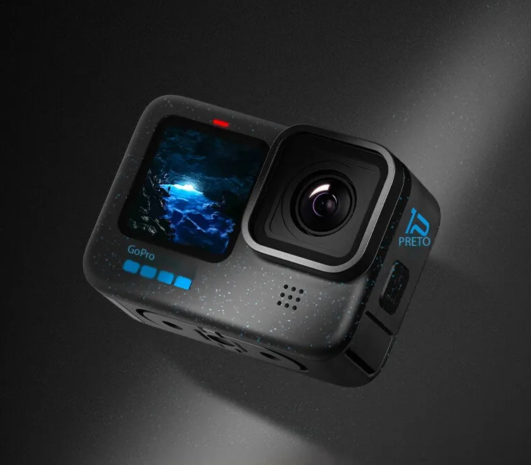 GoPro 12 Câmera de ação, preta, impermeável, 2x Bateria, Tempo de Execução, HyperSmooth 6.0, 5.3K60, 27MP