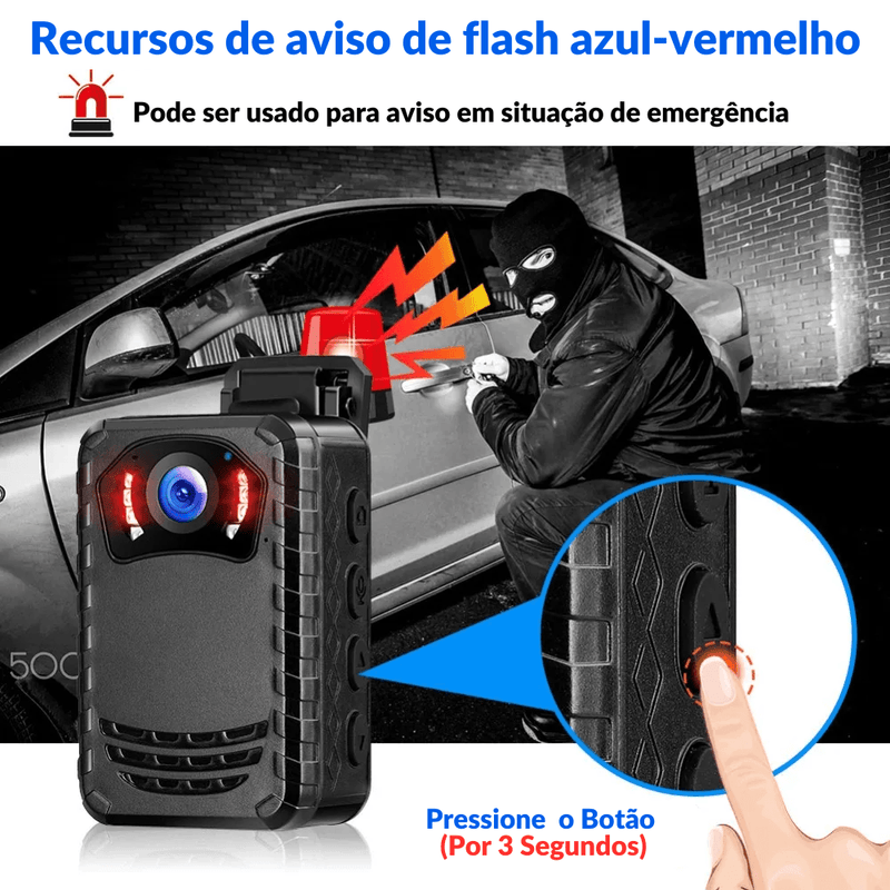 Câmera de Corpo BodyCam BOBLOV-Mini , N9 Full HD, 1296P, Portátil Pequeno, Visão Noturna, Câmera Policial, 128GB, 258GB - BrasBest