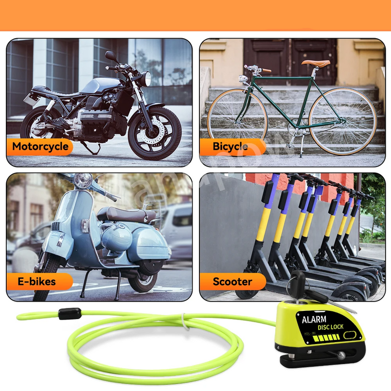 Alarme anti-roubo para Moto Bloqueio de Disco, Cadeado de Roda para Moto - BrasBest