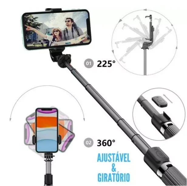 Bastão Tripé Mini 360º Pau De Selfie Bluetooth 3em 1 Celular - BrasBest