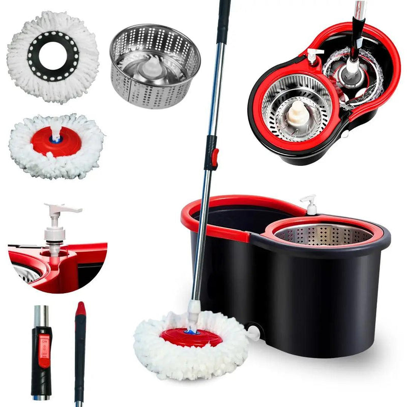 Mop Giratório Com Cesto Em Inox C/2 Refil e Dispense Para Sabão - Nybc - BrasBest