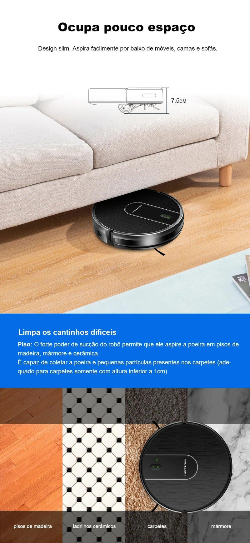 Robô Aspirador Liectroux L200 Aspira e Passa Pano Simultaneamente Preto - 100V - BrasBest