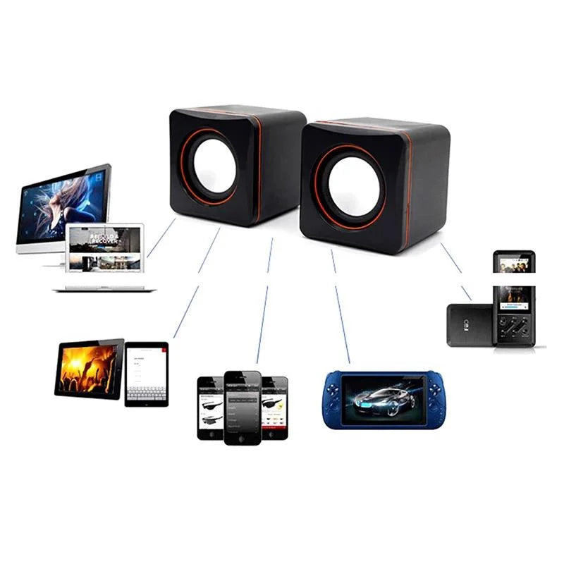Caixa de Som Mini 2.0 USB Com Auxiliar Para PC e Notebook - BrasBest