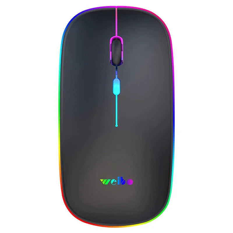Mouse Wireless Sem Fio Recarregável LED RGB 2.4 Ghz