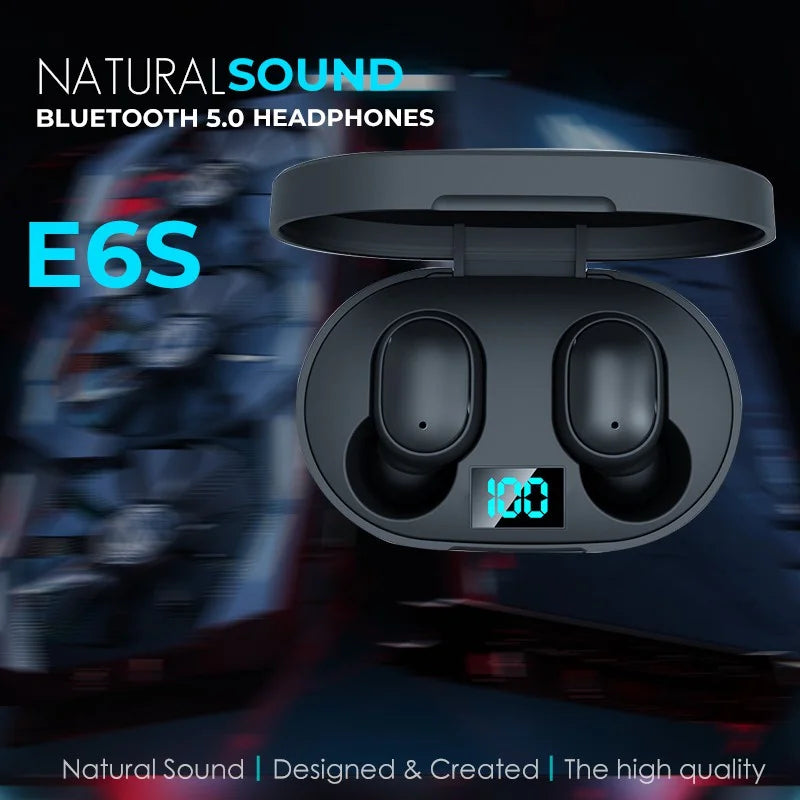 Fone Sem fio com indicador de Led de carga da bateria E6S E A6s Bluetooth 5.0 - BrasBest