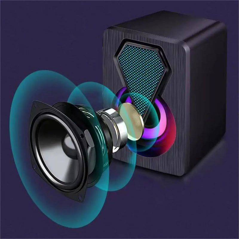 Caixa de som Pc Gamer Com Luz RGB Estéreo 2.0 Para Computador Notebook - BrasBest