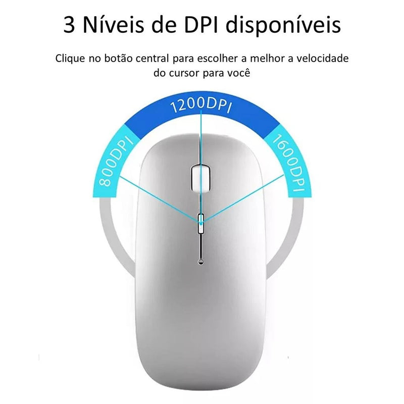 Mouse Wireless Sem Fio Recarregável LED RGB 2.4 Ghz