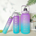 Kit 3 Garrafas de Água Motivacionais Fitness Tie Dye Sortida Beber Academia 2 L