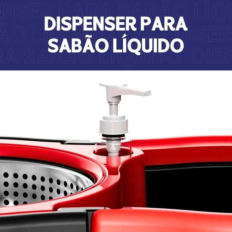 Mop Giratório Com Cesto Em Inox C/2 Refil e Dispense Para Sabão - Nybc - BrasBest