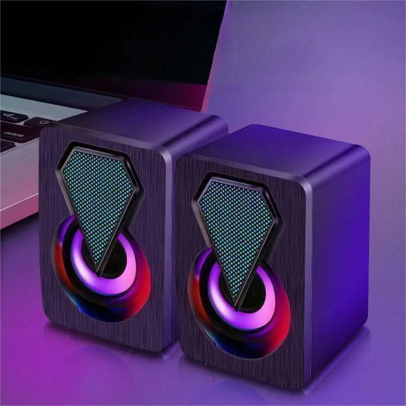 Caixa de som Pc Gamer Com Luz RGB Estéreo 2.0 Para Computador Notebook - BrasBest