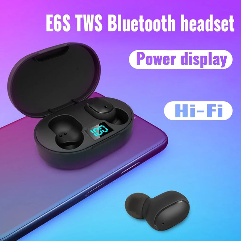Fone Sem fio com indicador de Led de carga da bateria E6S E A6s Bluetooth 5.0 - BrasBest