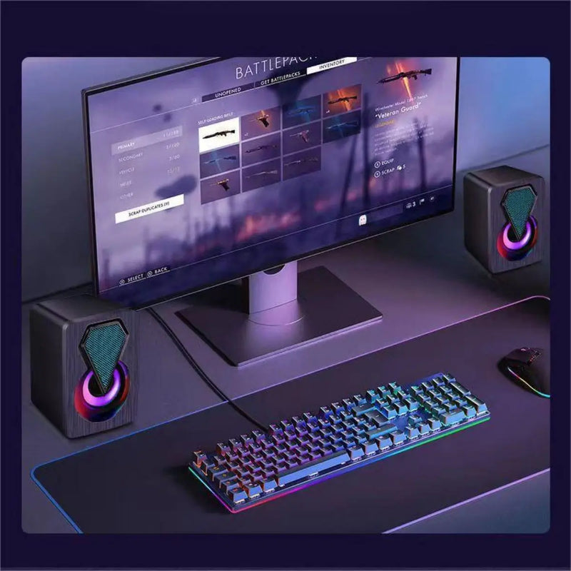 Caixa de som Pc Gamer Com Luz RGB Estéreo 2.0 Para Computador Notebook - BrasBest