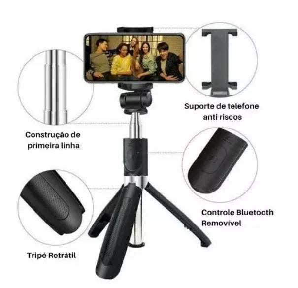 Bastão Tripé Mini 360º Pau De Selfie Bluetooth 3em 1 Celular - BrasBest