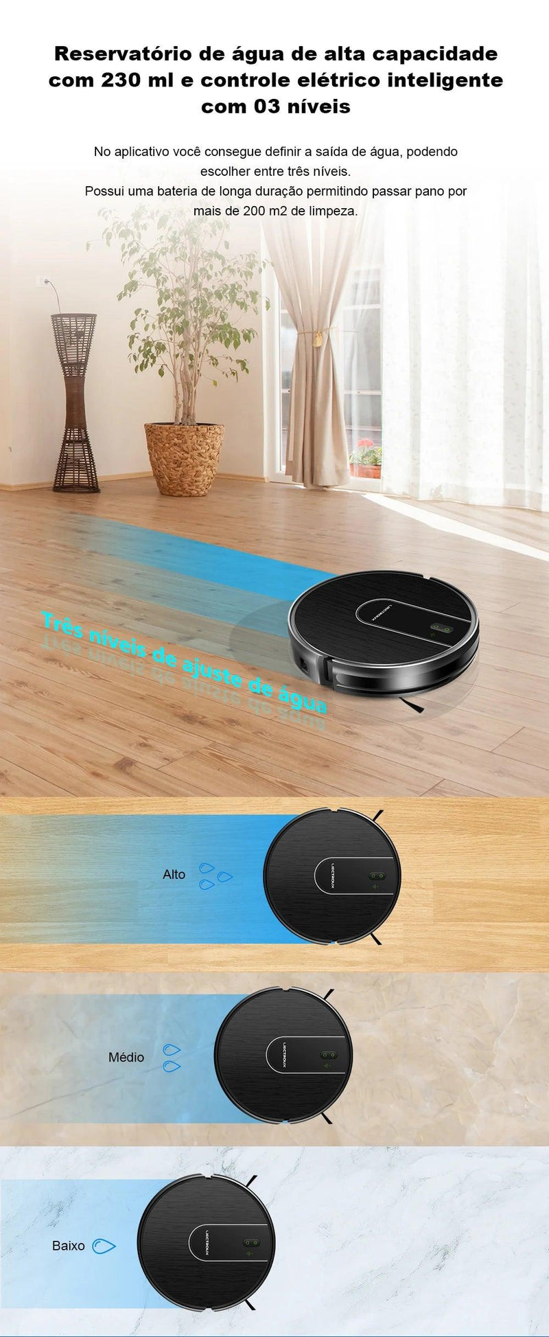 Robô Aspirador Liectroux L200 Aspira e Passa Pano Simultaneamente Preto - 100V - BrasBest