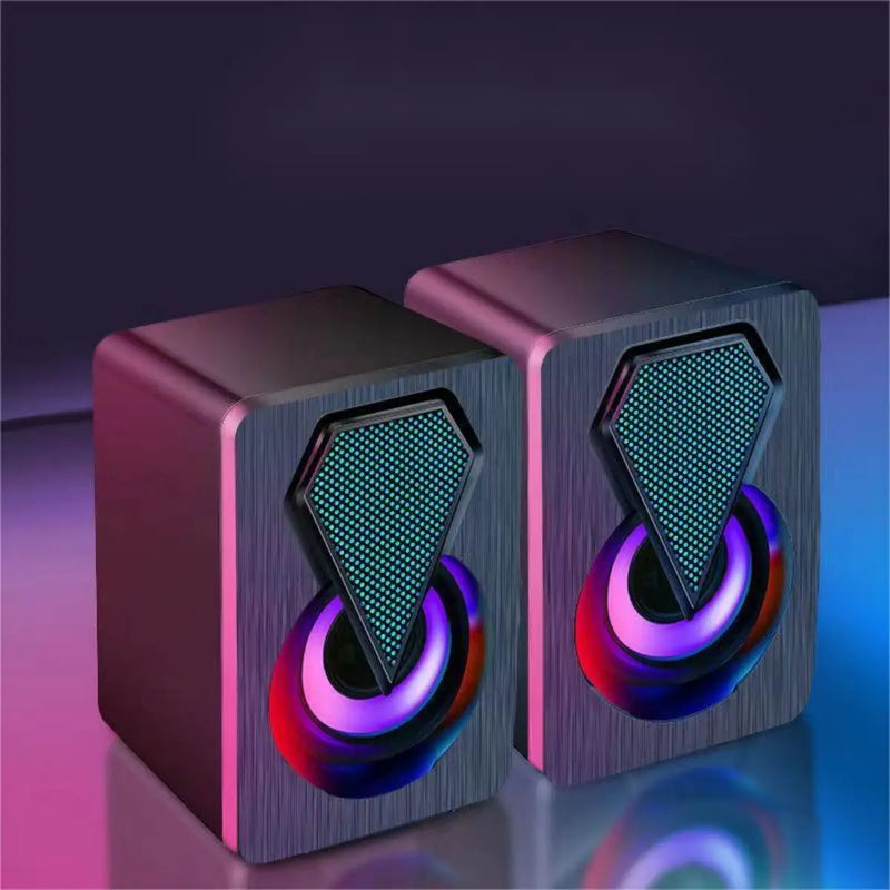 Caixa de som Pc Gamer Com Luz RGB Estéreo 2.0 Para Computador Notebook - BrasBest
