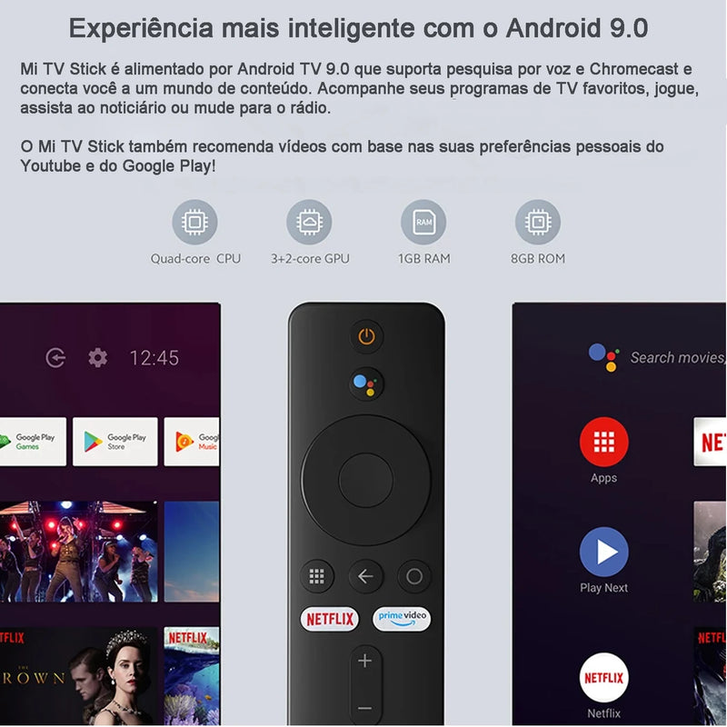 Xiaomi Mi Tv Stick Android Dongle Tv HDMI Quad core 1gb ram Full HD Com Bluetoot
