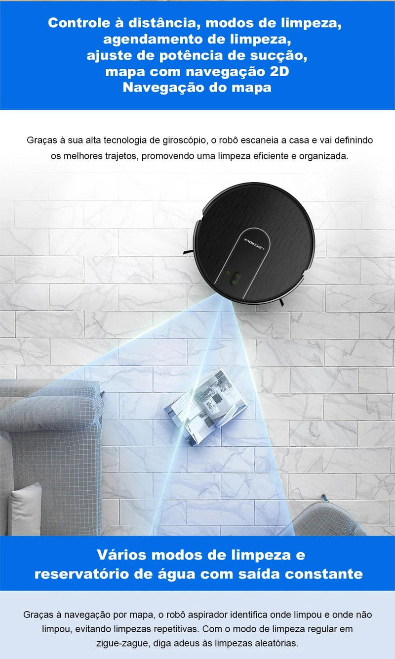 Robô Aspirador Liectroux L200 Aspira e Passa Pano Simultaneamente Preto - 100V - BrasBest