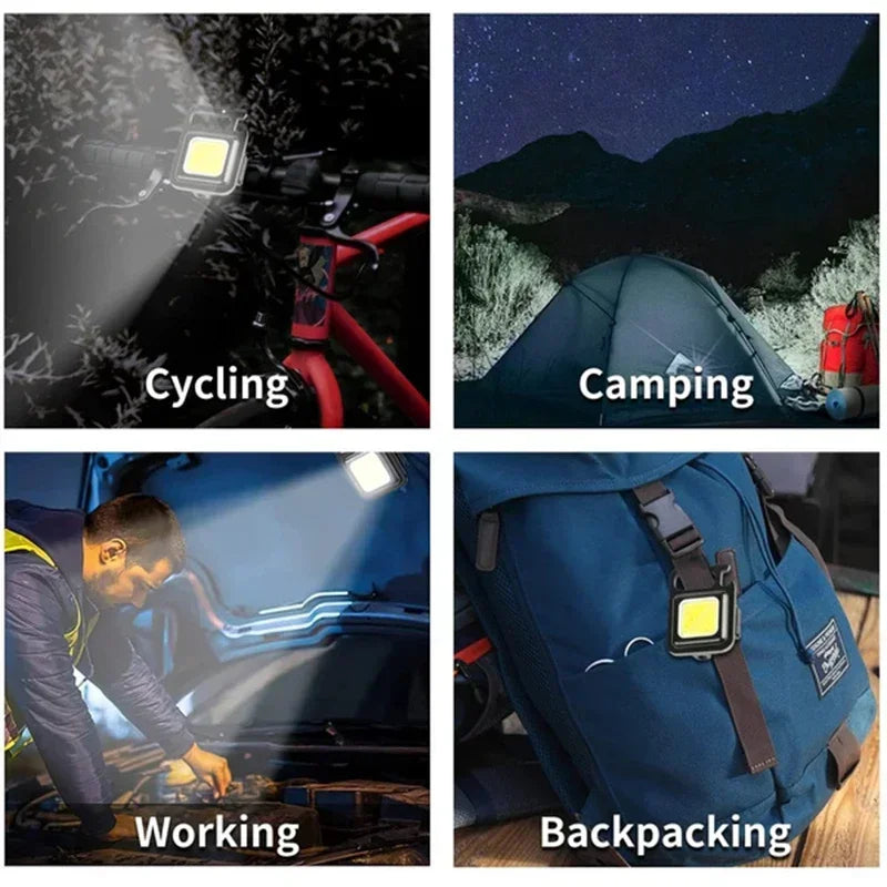 Lanterna portátil USB Luz forte, recarregável LED Chaveiro, Pocket Clip, lanterna, trabalho ao ar livre, caminhadas, pesca, Camping - BrasBest