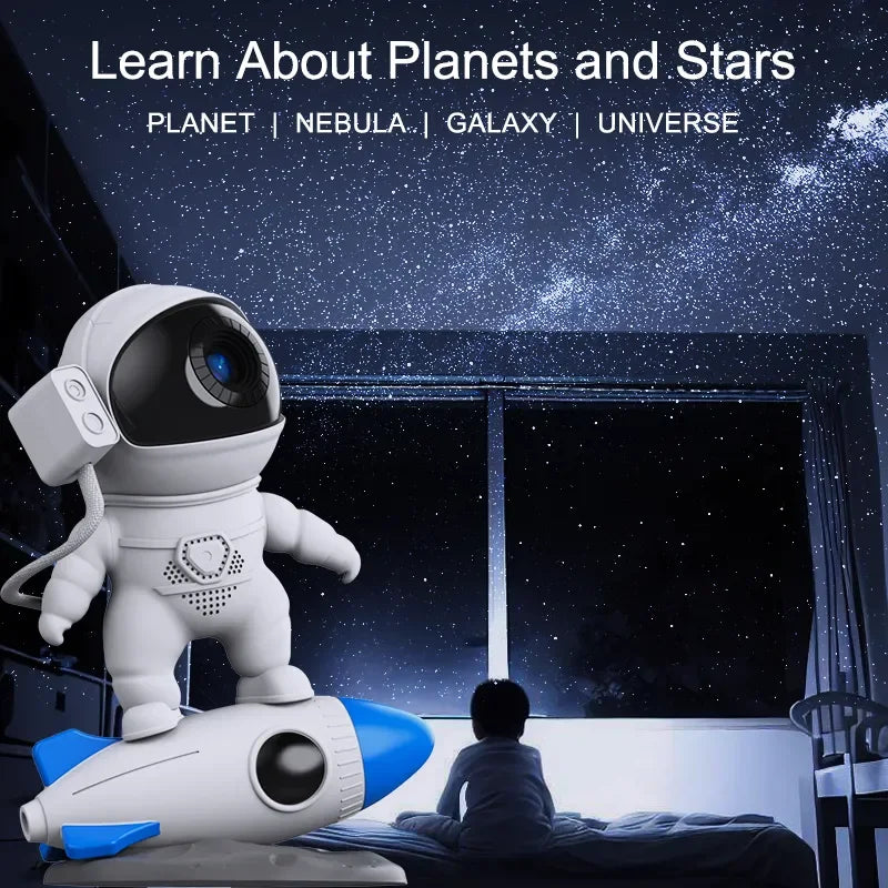 Foguete Astronauta Projetor de Galáxia, Lâmpada de Luz Noturna, 13 Peças de Filme, Projetor Sky, Rotação 360 °, Planetário para Crianças - BrasBest