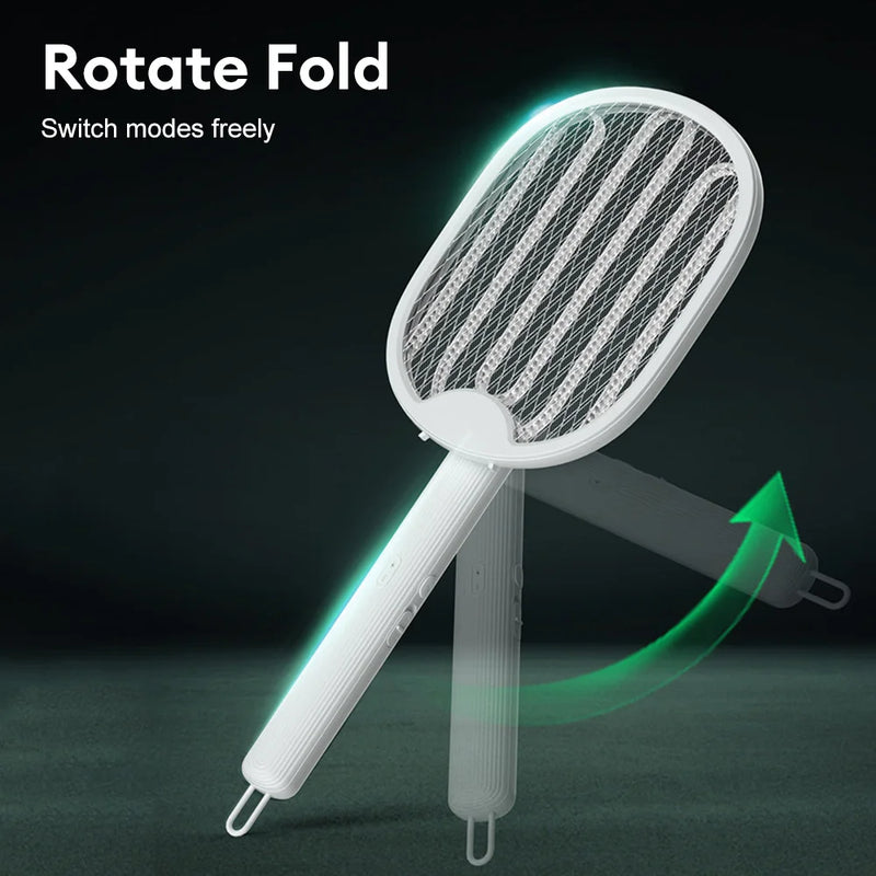 Raquete Elétrica mata Mosquito Elétrico Dobrável, Fly Swatter Trap, Recarregável USB, Assassino de insetos com luz UV, Bug Zapper, 3000V - BrasBest