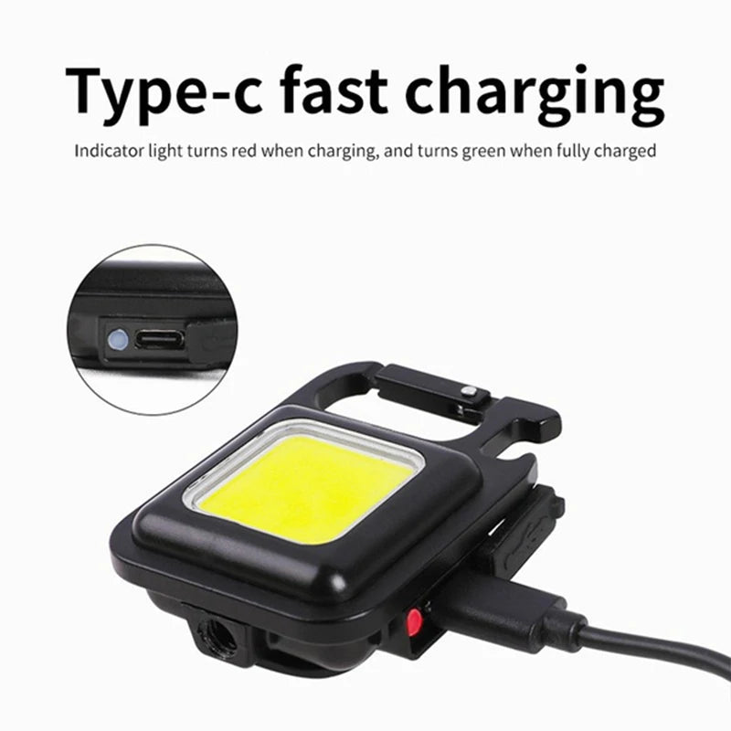 Lanterna portátil USB Luz forte, recarregável LED Chaveiro, Pocket Clip, lanterna, trabalho ao ar livre, caminhadas, pesca, Camping - BrasBest