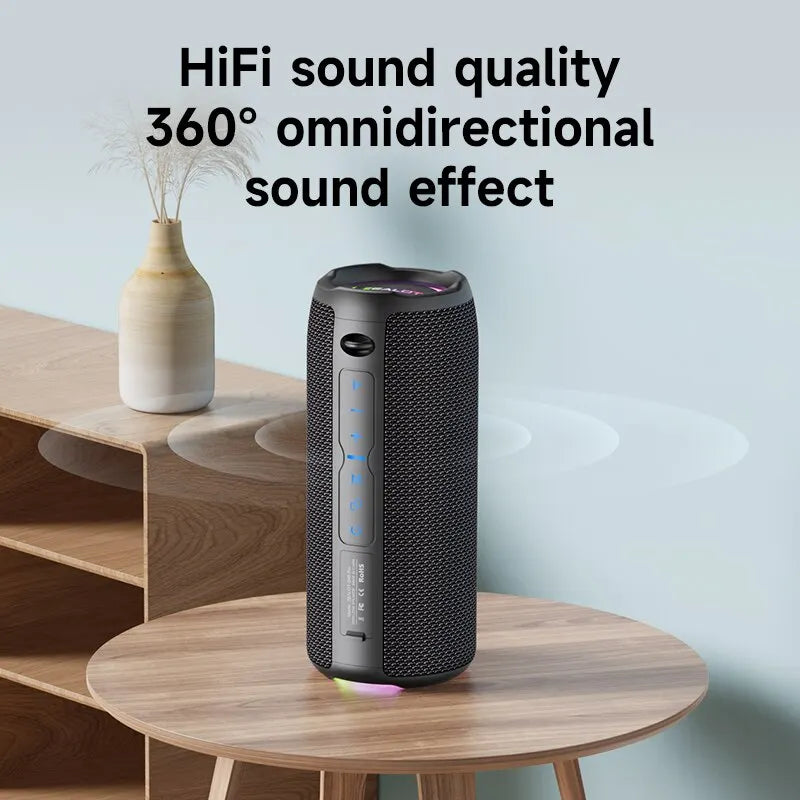 Caixa de Som Bluetooth Portátil, Caixa de Som Poderosa, Bass Boost, Emparelhamento Duplo, Altifalante Sem Fio Verdadeiro, IPX6 Impermeável, S49PRO, 20W - BrasBest