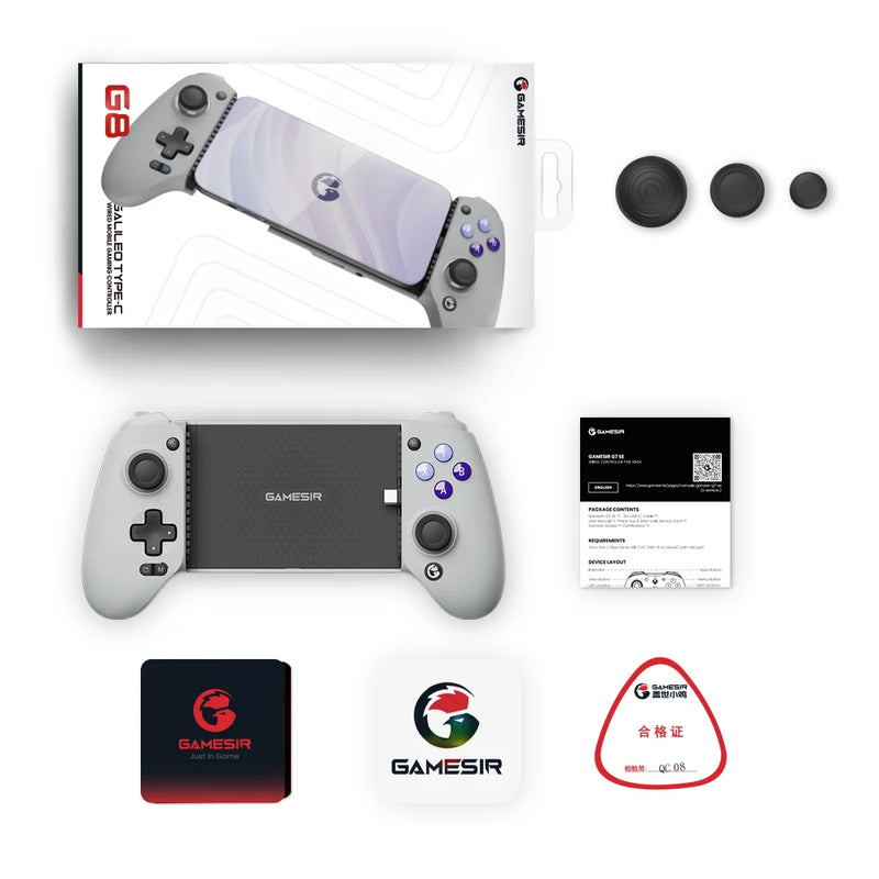 Gamepad para Celular Type-C - Controle de Jogos com Efeito Hall, Joystick para iPhone 15, Android e Jogos na Nuvem