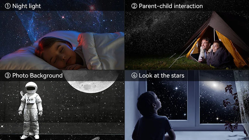Foguete Astronauta Projetor de Galáxia, Lâmpada de Luz Noturna, 13 Peças de Filme, Projetor Sky, Rotação 360 °, Planetário para Crianças - BrasBest