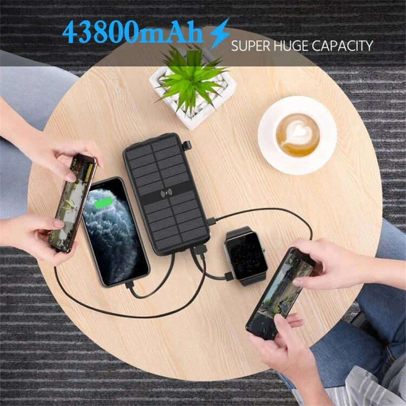 Carregado Solar, Banco De Energia Solar, Carregador Sem Fio, 20W, 43800mAh, PoweBank para iPhone Samsung, Xiaomi