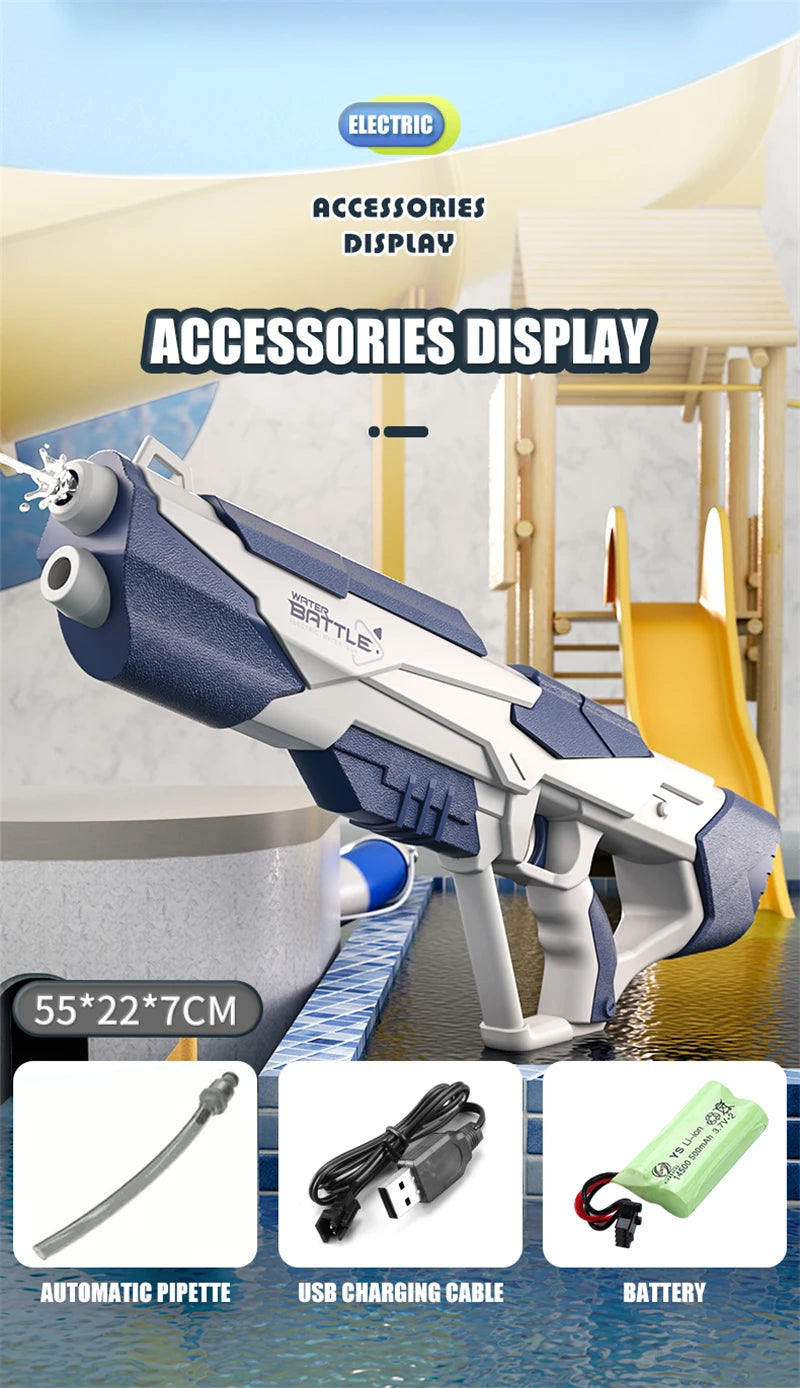 Pistola De Água Elétrica Totalmente Automática, Brinquedo De Tiro, Absorção De Água, Praia, Ao Ar Livre, Brinquedos De Luta para Crianças e Adultos - BrasBest