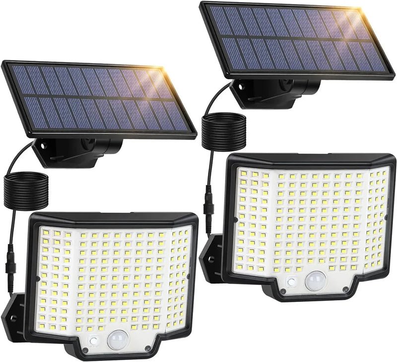 Luz solar impermeável ao ar livre com sensor de movimento, LED, holofote, controle remoto, 3 modos, pátio, garagem, quintal - BrasBest