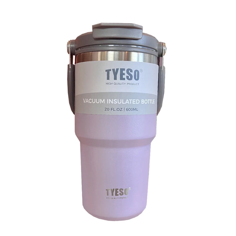 Copo termico Tumbler com Alça Tyeso  e Porta-Copos de Silicone - Caneca de Aço Inoxidável com Isolamento Térmico a Vácuo para Armazenamento a Frio