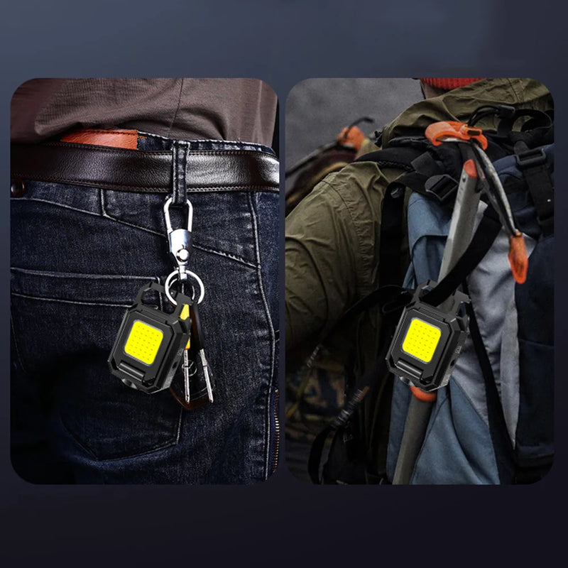Bolso LED Luz de Trabalho com USB Recarregável, Mini Chaveiro, Lanterna XPE, IPX4 Impermeável, Camping Ao Ar Livre, Caminhadas - BrasBest