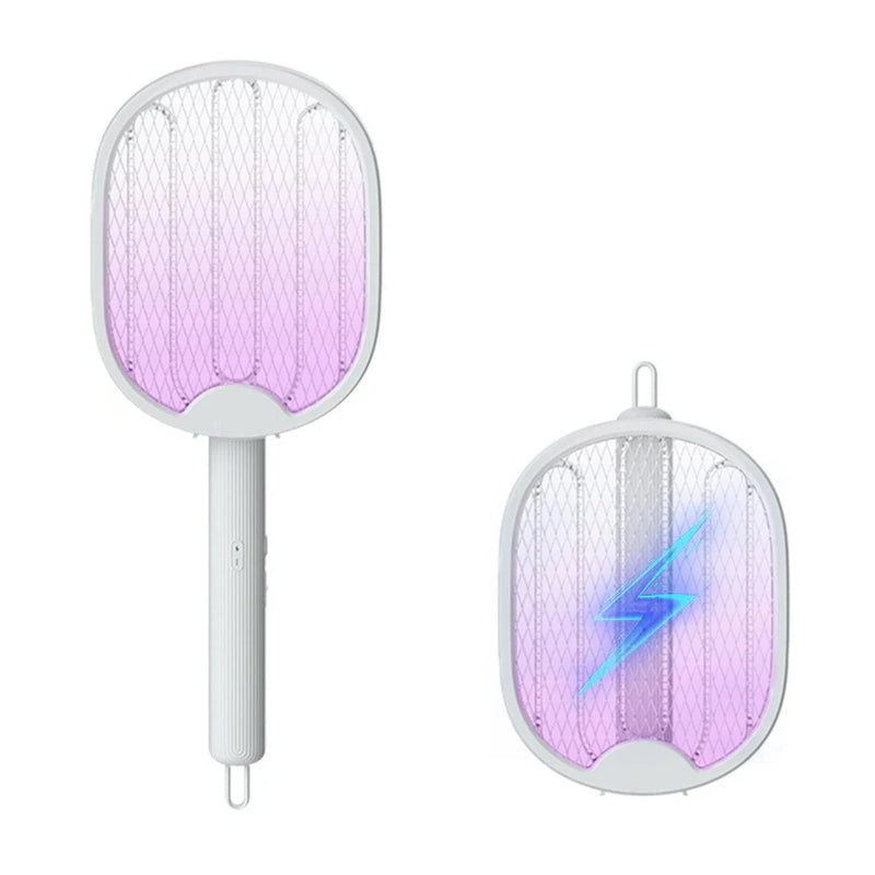 Raquete Elétrica mata Mosquito Elétrico Dobrável, Fly Swatter Trap, Recarregável USB, Assassino de insetos com luz UV, Bug Zapper, 3000V - BrasBest