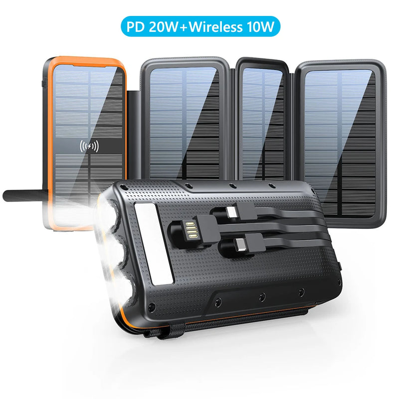 Carregado Solar, Banco De Energia Solar, Carregador Sem Fio, 20W, 43800mAh, PoweBank para iPhone Samsung, Xiaomi