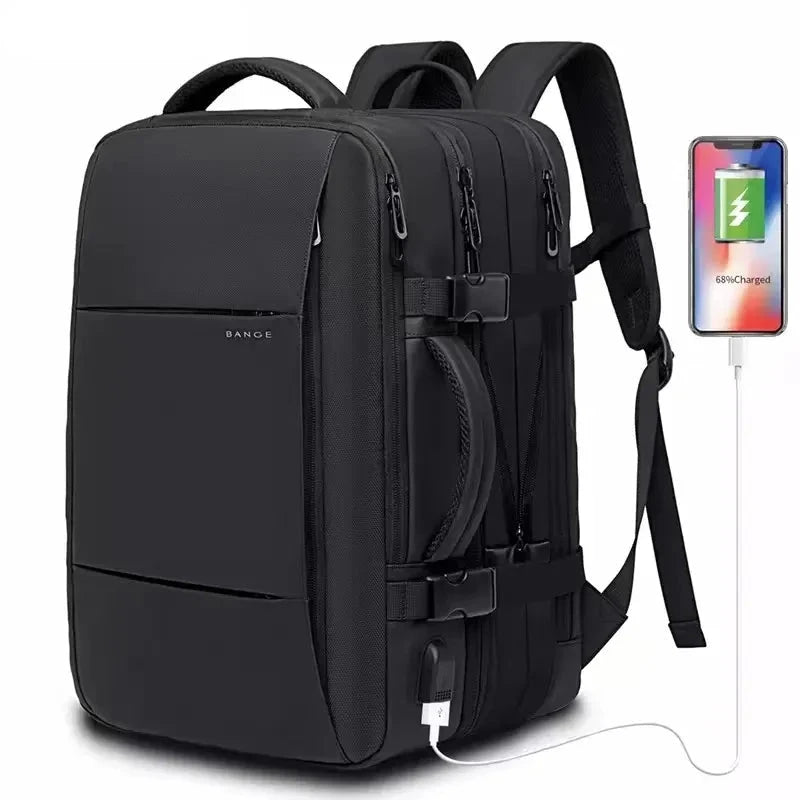 Mochila de Viagem com carregador USB Expansível para Homens, Mala para Viajem Grande Capacidade, Impermeável, Para Laptop até 17.3 Polegadas - BrasBest