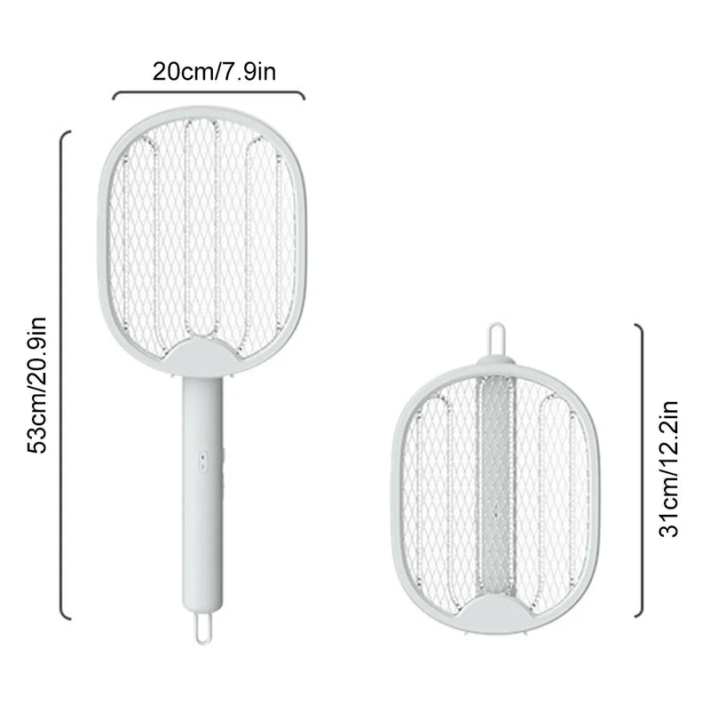 Raquete Elétrica mata Mosquito Elétrico Dobrável, Fly Swatter Trap, Recarregável USB, Assassino de insetos com luz UV, Bug Zapper, 3000V - BrasBest