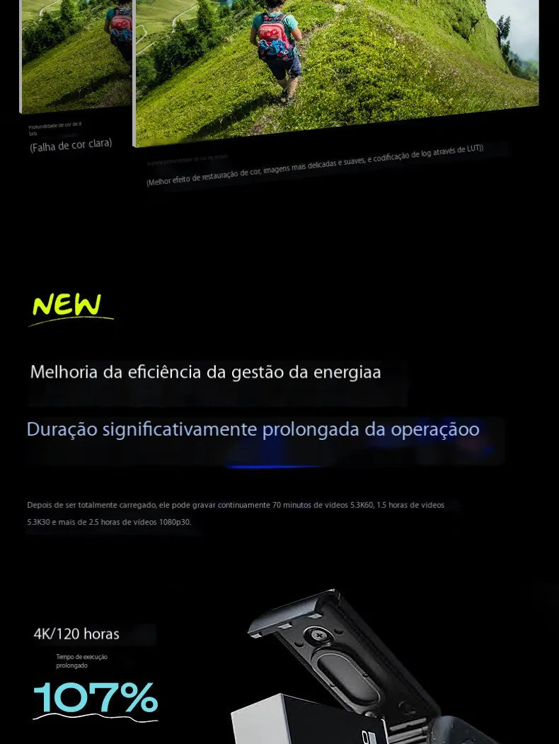 GoPro 12 Câmera de ação, preta, impermeável, 2x Bateria, Tempo de Execução, HyperSmooth 6.0, 5.3K60, 27MP