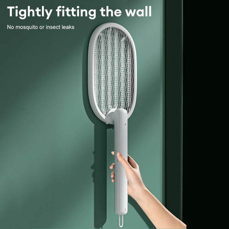 Raquete Elétrica mata Mosquito Elétrico Dobrável, Fly Swatter Trap, Recarregável USB, Assassino de insetos com luz UV, Bug Zapper, 3000V - BrasBest