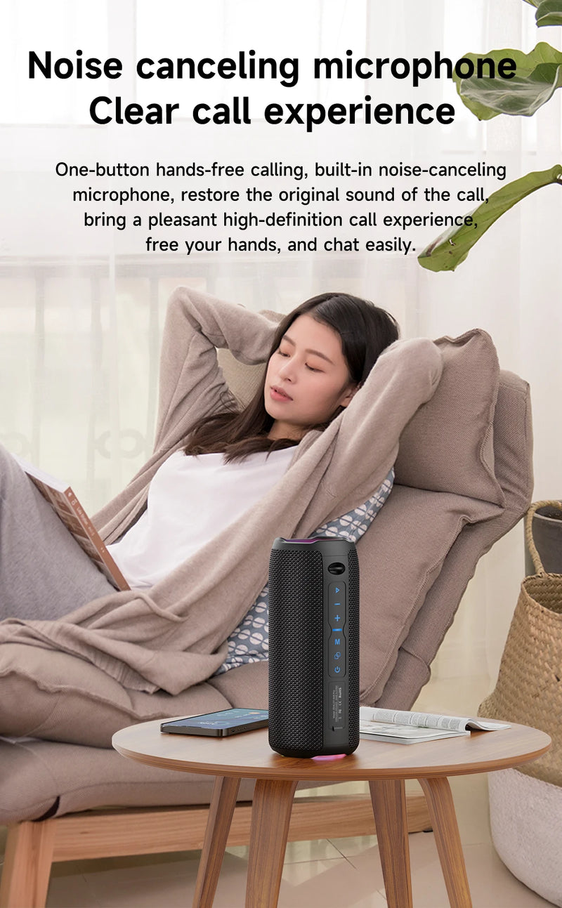 Caixa de Som Bluetooth Portátil, Caixa de Som Poderosa, Bass Boost, Emparelhamento Duplo, Altifalante Sem Fio Verdadeiro, IPX6 Impermeável, S49PRO, 20W - BrasBest