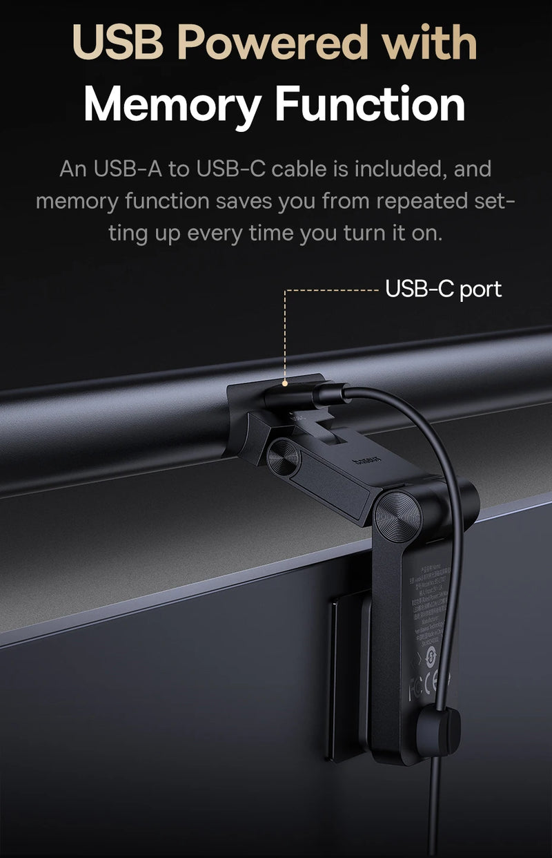 Luz LED para Monitor Baseus - magnética suspensa para tela de computador, mesa, laptop, mesa, Luz para Estudo, Laptop, USB. - BrasBest