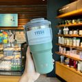 Copo termico Tumbler com Alça Tyeso  e Porta-Copos de Silicone - Caneca de Aço Inoxidável com Isolamento Térmico a Vácuo para Armazenamento a Frio