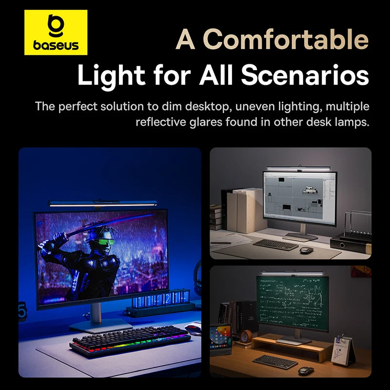 Luz LED para Monitor Baseus - magnética suspensa para tela de computador, mesa, laptop, mesa, Luz para Estudo, Laptop, USB. - BrasBest