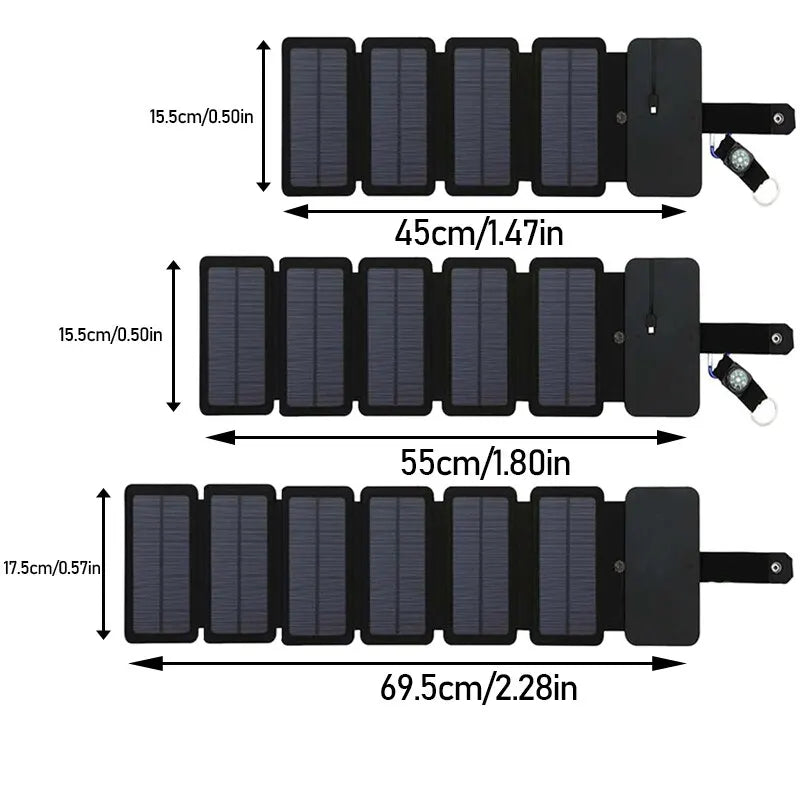 Carregador Solar, Painel de carregamento solar portátil multifuncional dobrável USB, Camping, saída de alta potência, 5V, 1A - BrasBest
