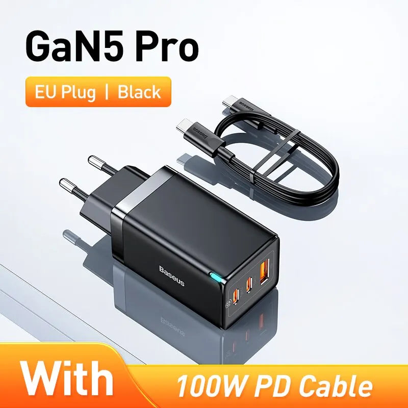 Carregador Portátil Baseus 65W, Carregamento Rápido, 4.0, 3.0, Tipo C, Celular, Notebook - BrasBest