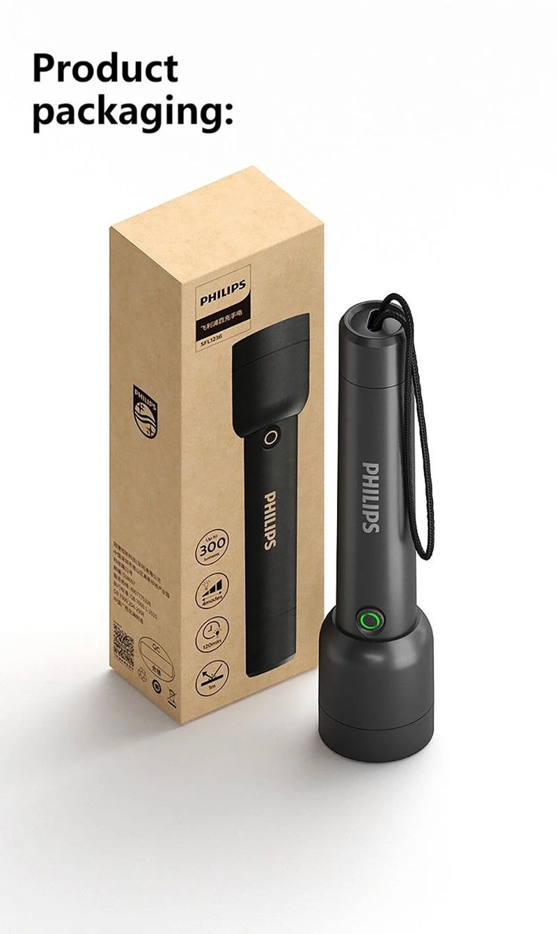 Lanterna LED Philips Com USB Bateria Recarregável 4 Modos de Iluminação - BrasBest