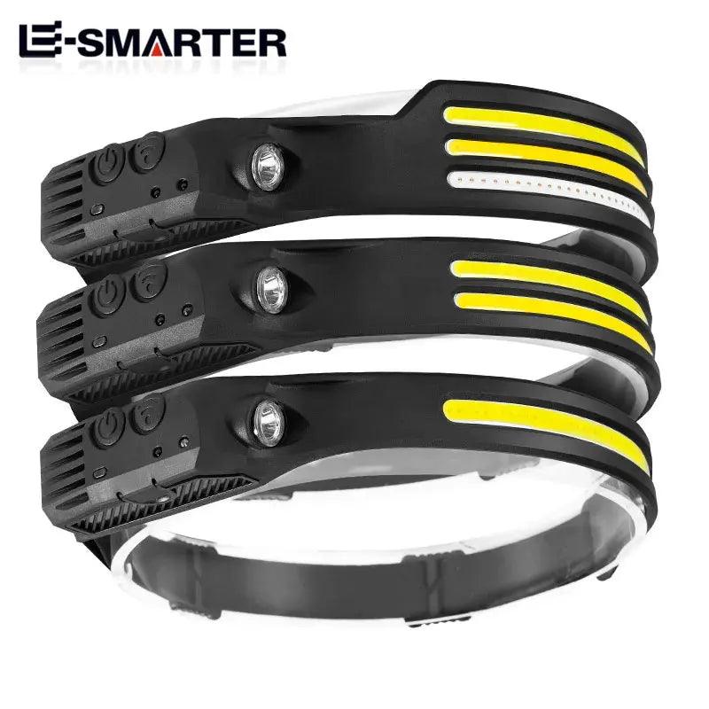 Lanterna de Cabeça LED, Sensor Farol, Lâmpada Principal, Bateria Embutida - BrasBest
