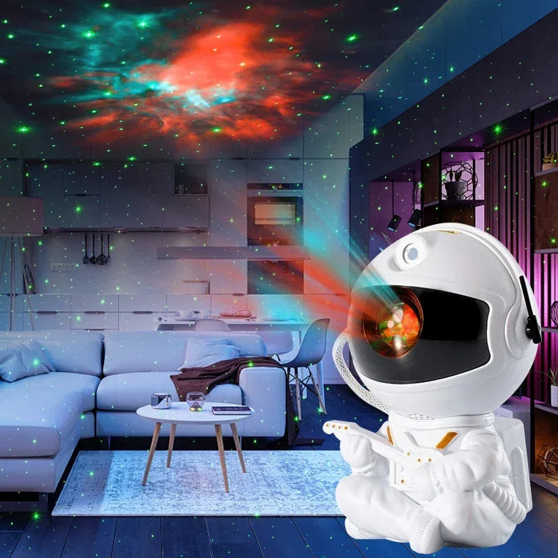 Lâmpada de astronauta com luz noturna de céu estrelado, projetor Galaxy Star