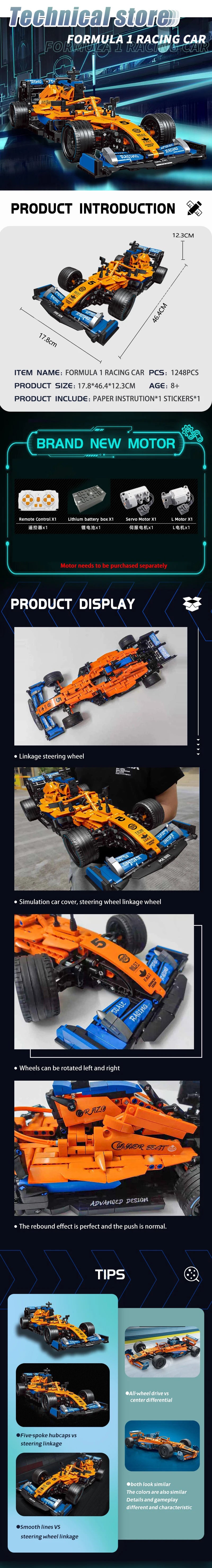 Formula 1 LEGO Super Racing Car Blocos de Construção, Controle remoto, High-tech, Moc Bricks, - BrasBest